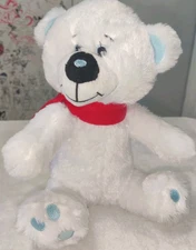 2013 Progressive Plush 10" White Polar Bear Stuffed Animal Red Scarf