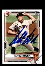 Signed Baseball Card Auto Matt Mikulski 2021 Bowman Draft #BD-179 Giants