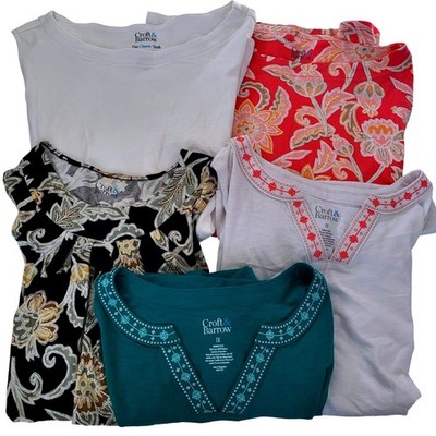 Croft & Barrow Womens 5pc Bundle Tank Tops Tees Floral White Green Size 1X