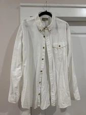 Duluth Trading Company White Cotton Button-Down Shirt – Men’s – Classic Workwear