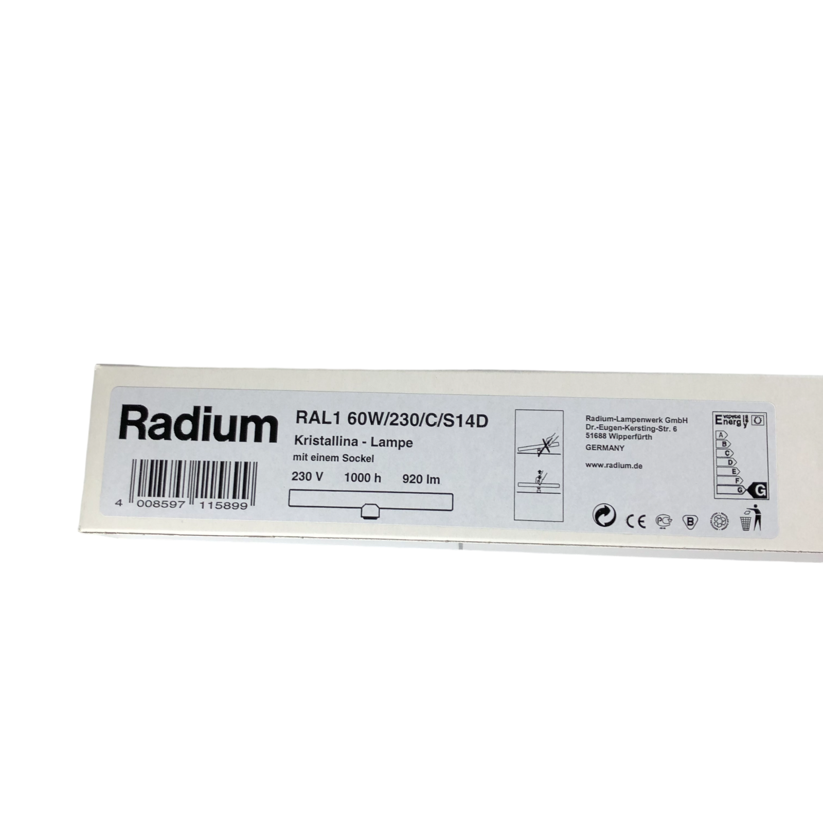 High Quality Radium Kristallina 60 W With Metal Socket S14d Clear 1 ...