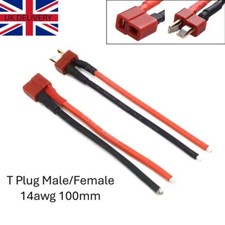 1/2/5x M&F Deans T Plugs Connectors With 14AWG Silicon Wire Cable 100mm Pigtails