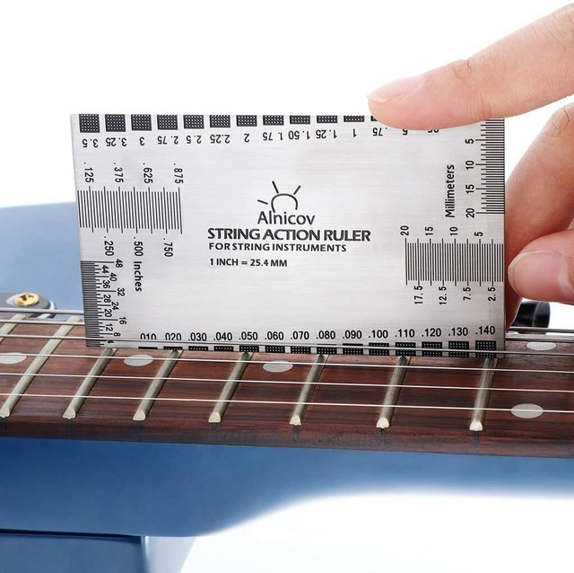 alnicov stainless steel string action ruler guitar setup gauge luthier