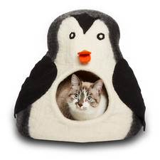 NATURAL WOOL PENGUIN CAVE CAT BED ARTISAN