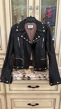Authentic Preowned Gucci-leather Pearl Jacket Womens-retail @$7900 Size 42