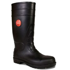 LADIES SAFETY WELLY WELLINGTON BOOT BLACK VET FARM YARD STEEL TOE/MIDSOLE MUCKER
