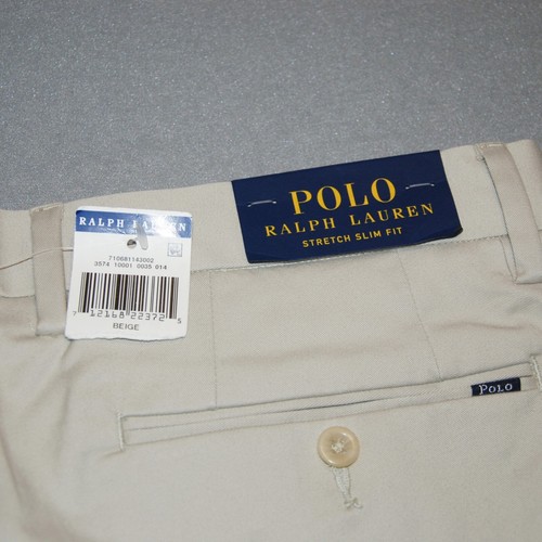 NWT POLO Ralph Lauren sz 32 (34 x 27 fit) Slim Stretch Flat Front Chino Pants - Picture 5 of 9