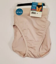 Vanity Fair Panty Hi-Cut Womens  Comfort Soft 3-Pk Sheer, White, Black S/5, XL/8