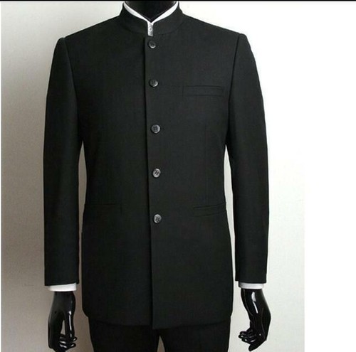 Fashion Men Traditional Jacket Mandarin Formal Collar Single Breasted Suit Coat - Picture 10 of 10