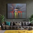 Morden Abstract Landscape Oil Painting Nordic Canvas Poster Wall Art Hand Paint