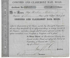 Droga kolejowa Concord i Claremont, 1849!!! - Bardzo stary!