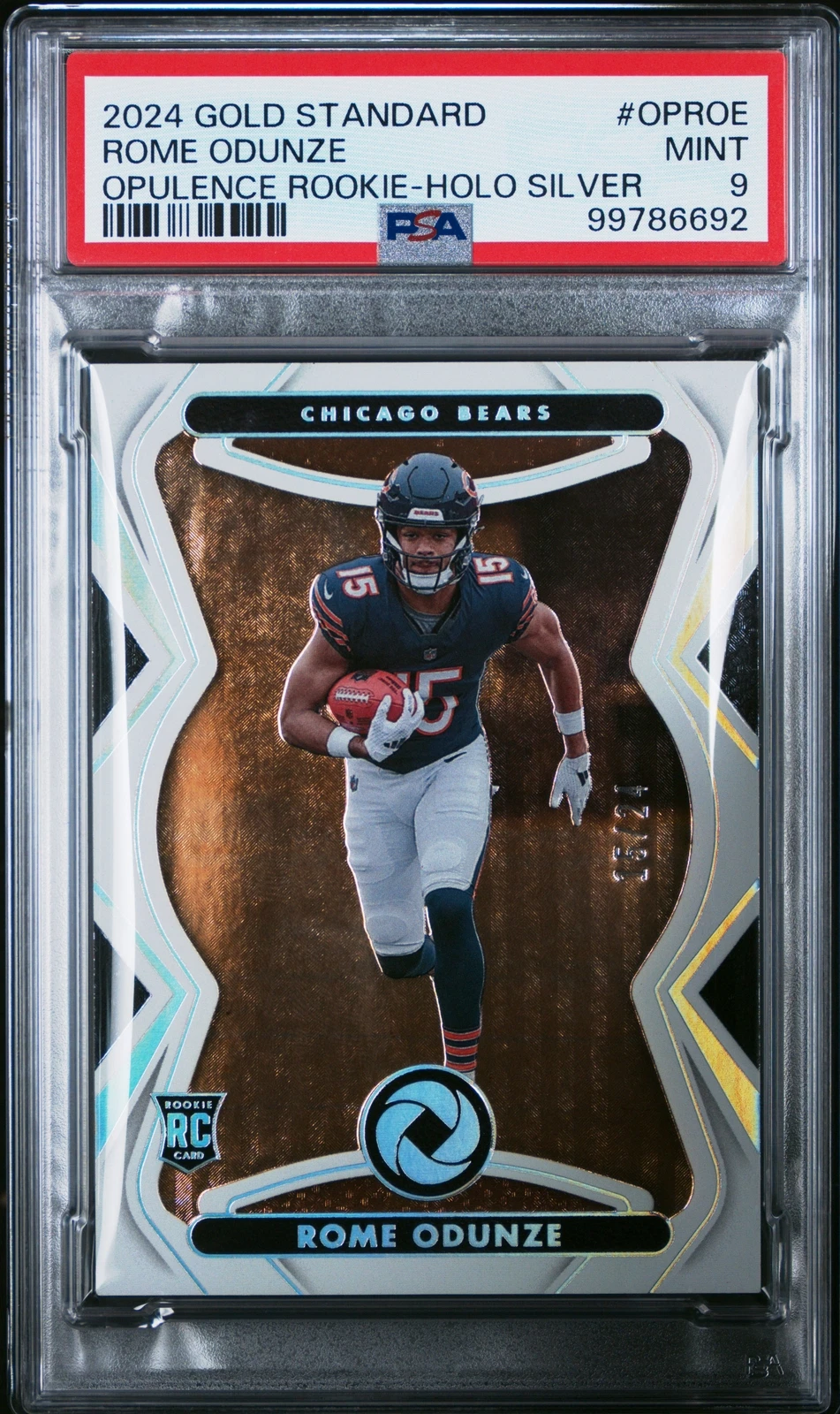 Rome Odunze Panini Gold Standard Opulence Rookie #OPROE Holo Silver