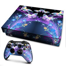 Xbox One X Console Skins Decal Wrap ONLY glowing butterflies in flight
