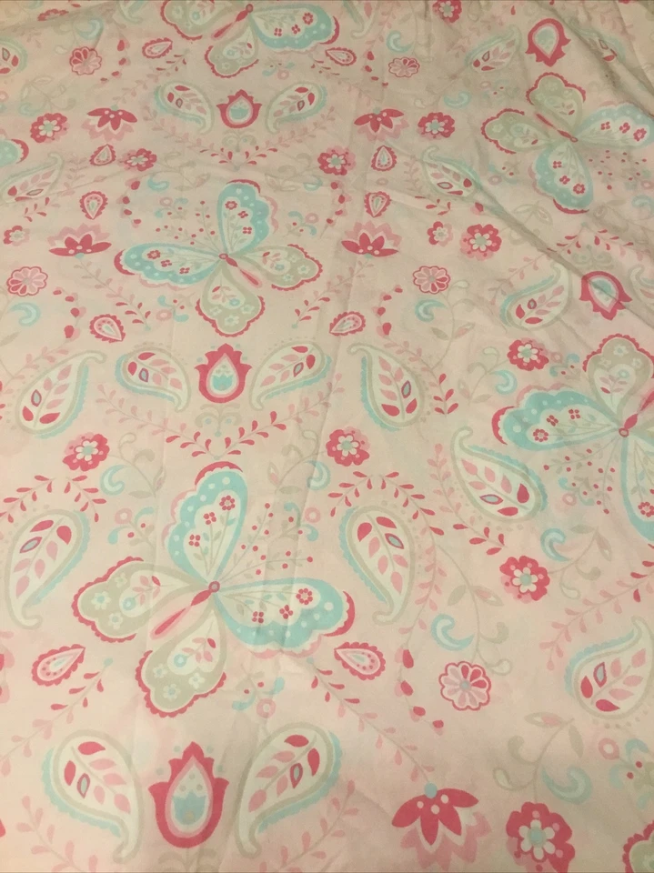 Funda nórdica completa/queen Pottery Barn Kids Kristen Paisley rosa azul mariposas Foto 3 de 4