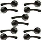 Matt black door handle pack of 5 (pairs) Twirl Lever on Rose 50mm Rose