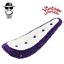 17" LONG VINTAGE LOWRIDER POLO VELOUR SADDLE W/BUTTON PURPLE/WHITE FOR 20" BIKES