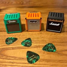 Mini Guitar Amp Pick Holder, Plectrum Display, Marshall, Gibson, Orange, Yamaha