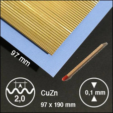 Messing Wellblech 2mm Welle Stärke 0,1mm  95 x 190 mm Modellbau Schulcz