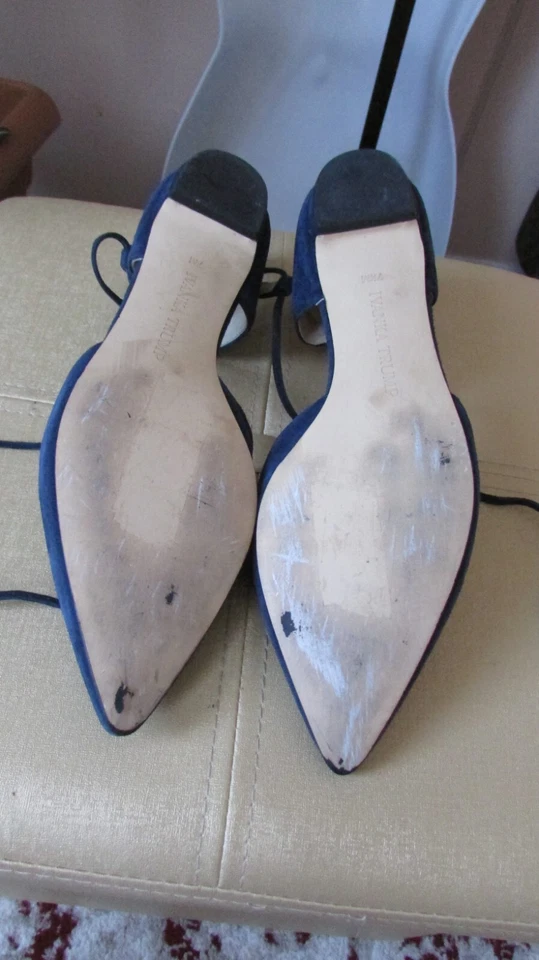 Zapatos planos para mujer IVANKA TRUMP azul gamuza con cordones talla 7 1/2 Foto 4 de 4
