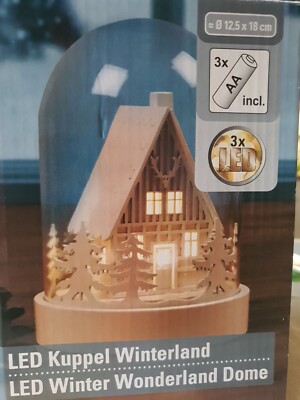 Advent Glaskuppel mit LED -Neu- ohne Batterien in Originalverpackung, Forsthaus 