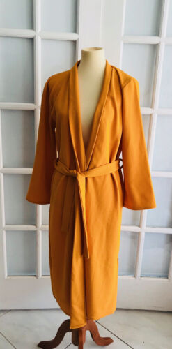 ZARA Yellow TEXTURED OPEM FRONT CARDIGAN Belt Long Sleeve Size XS O4017 - Picture 2 of 9