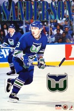 Geoff Sanderson HARTFORD WHALERS 1994 NHL Hockey Vintage Original 22x34 POSTER