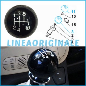 Pomello Del Cambio A 5 Marce Cromato Nero Compatibile Con Fiat 500