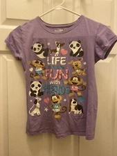 Lavender Life Is More Fun With Friends Shirt Panda, Dog, Monkey, Puppies Size L
