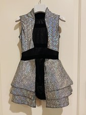 Tenth House Dance Costume, Halloween,One Piece Silver And Black, Sz Medium Child