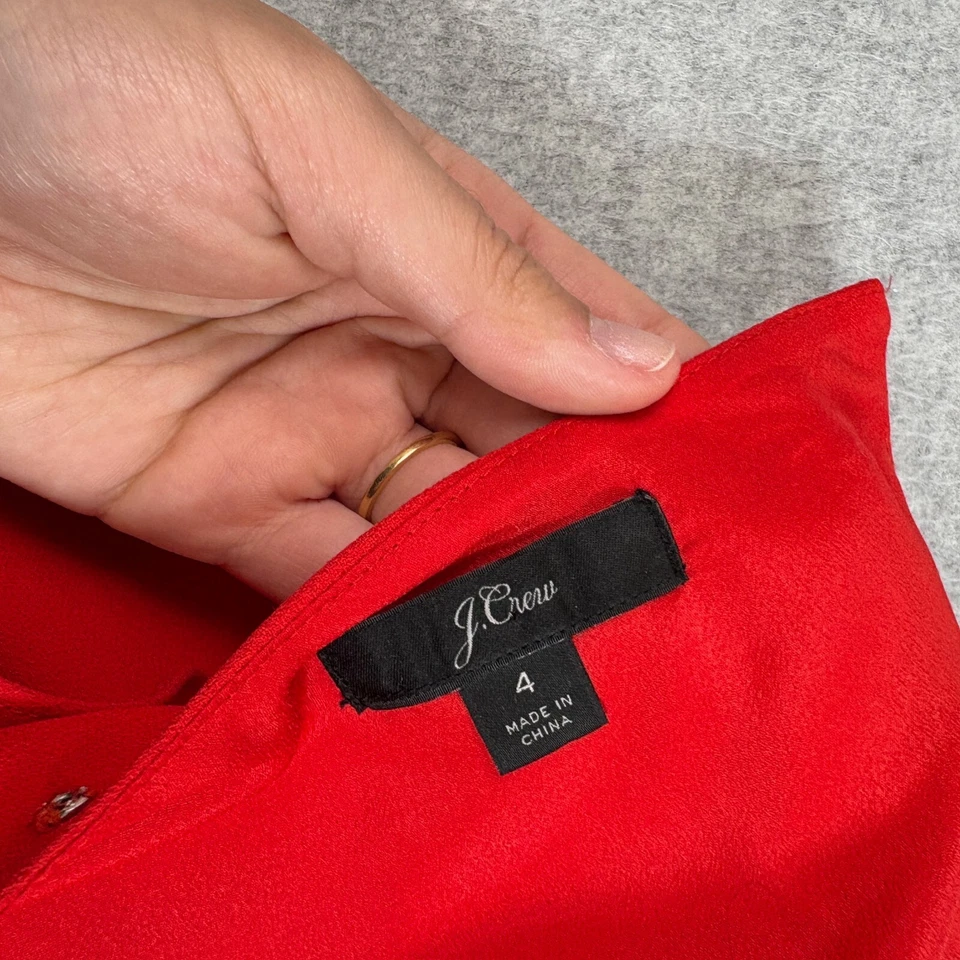 Mono J Crew Mujer 4 Rojo Pierna Ancha Manga Volantes Espalda Abierta Náutico Una Pieza Foto 3 de 4