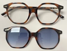 AFFLELOU WOMEN'S EYEGLASSES with MAGNETIC SUNGLASS CLIP TORTOISE NEW FAST SHIP