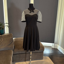 Women s Black with Polka Dot Dress 1950 s Retro Style Size M NEW