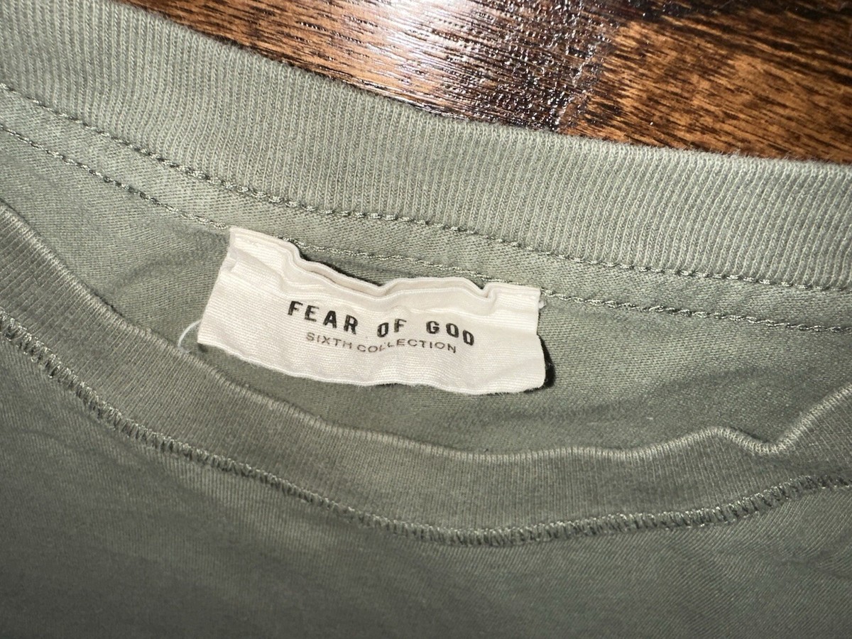 Fear of God 6th Sixth Collection FG Logo T-Shirt Olive Green Size
