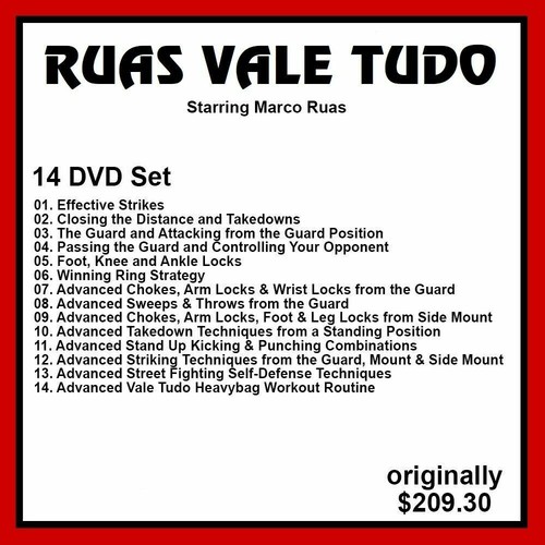 Marco Ruas Vale Tudo 14 DVD Set Training series MMA BBJ Jiu Jitsu kickboxing UFC