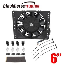 6'' Slim Pull In Electric Cooling Fan Radiator Mount Kit 650CFM Universal Black