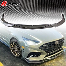 FIT 2020-23 HYUNDAI SONATA CARBON FIBER CK-STYLE 3PCS FRONT BUMPER SPLITTER LIP
