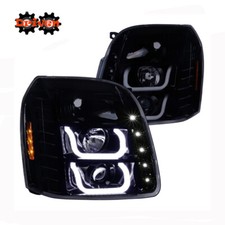 Smoke BK Projector Headlights Lamp U Shape LED DRL For 07-14 GMC Yukon Denali XL
