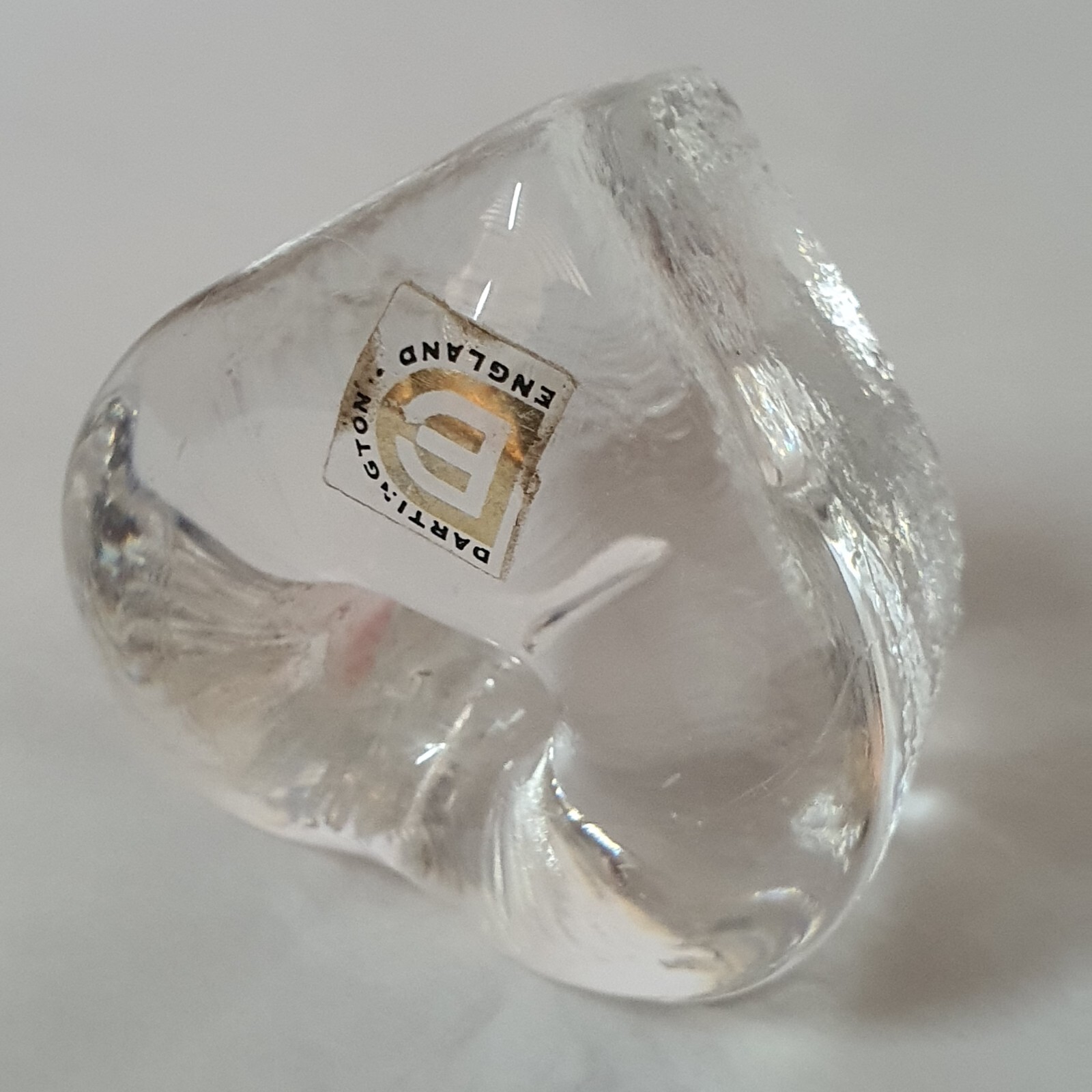 Dartington Crystal Glass Heart Shaped Paperweight and Pen Holder 1970s