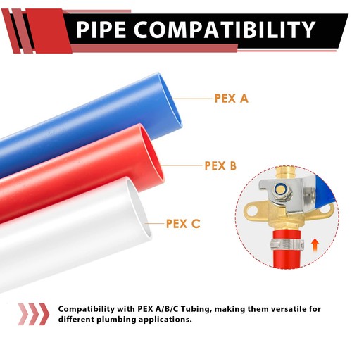 EFIELD 1/2"×1/2" Pex Drop Ear Ball Valve Blue Handle Brass No Lead Free Shipping - Picture 7 of 9