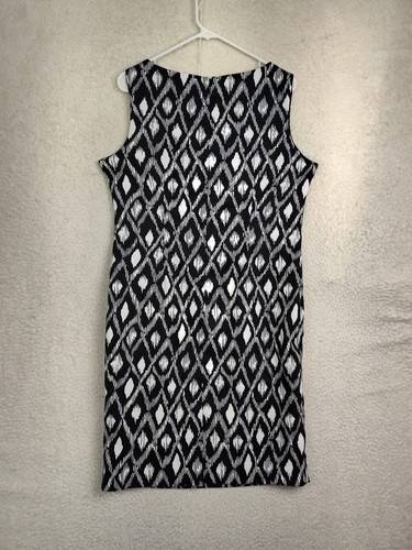 Jones Studio Separates Women Dress 14 Black Printed Poly Sleeveless Knee Length - Picture 10 of 18