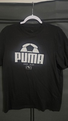 Puma Soccer Graphic Tee Black Shirt Size L Slim Fit Unisex