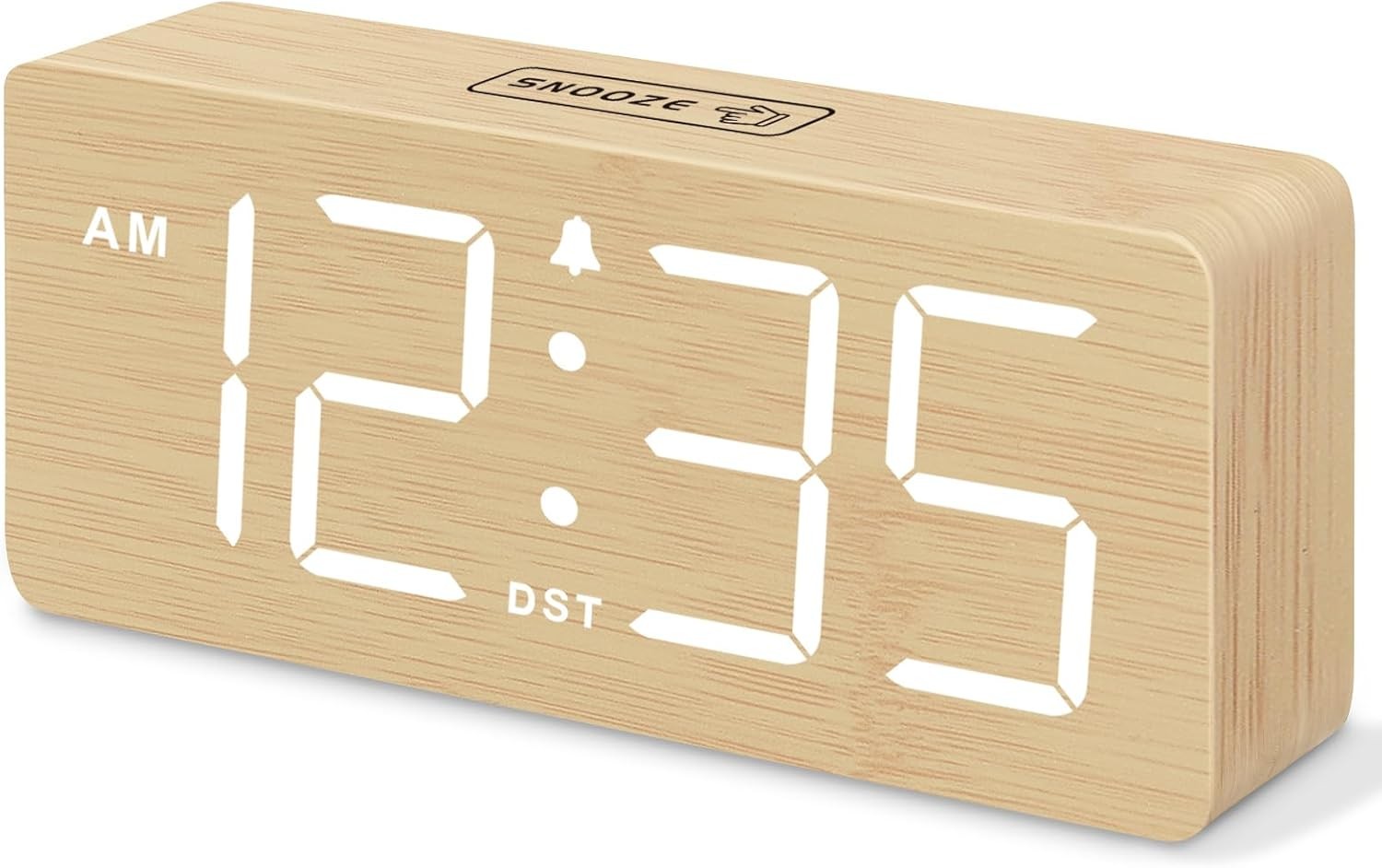 Wooden Digital Alarm Clock for Bedroom, Living Room Desk | RGB Loud...