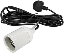 CFL Lamp Hanger 4M E40 Ceramic Light Holder with Hook Fully Insulated Heavy Duty