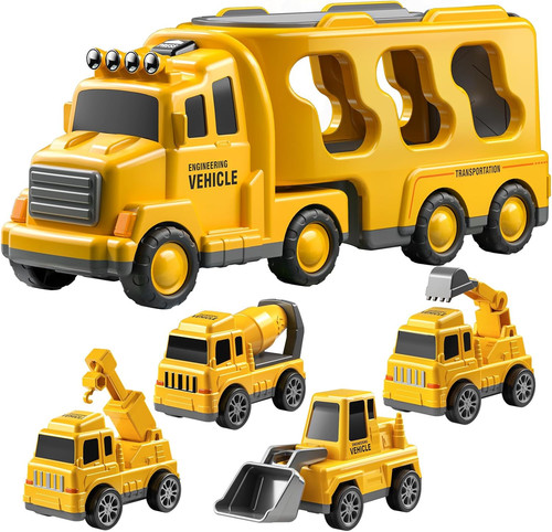 5 In 1 Construction Truck Toy Set With 4 Vehicles For Toddlers Age 2 To 6 - Picture 1 of 8