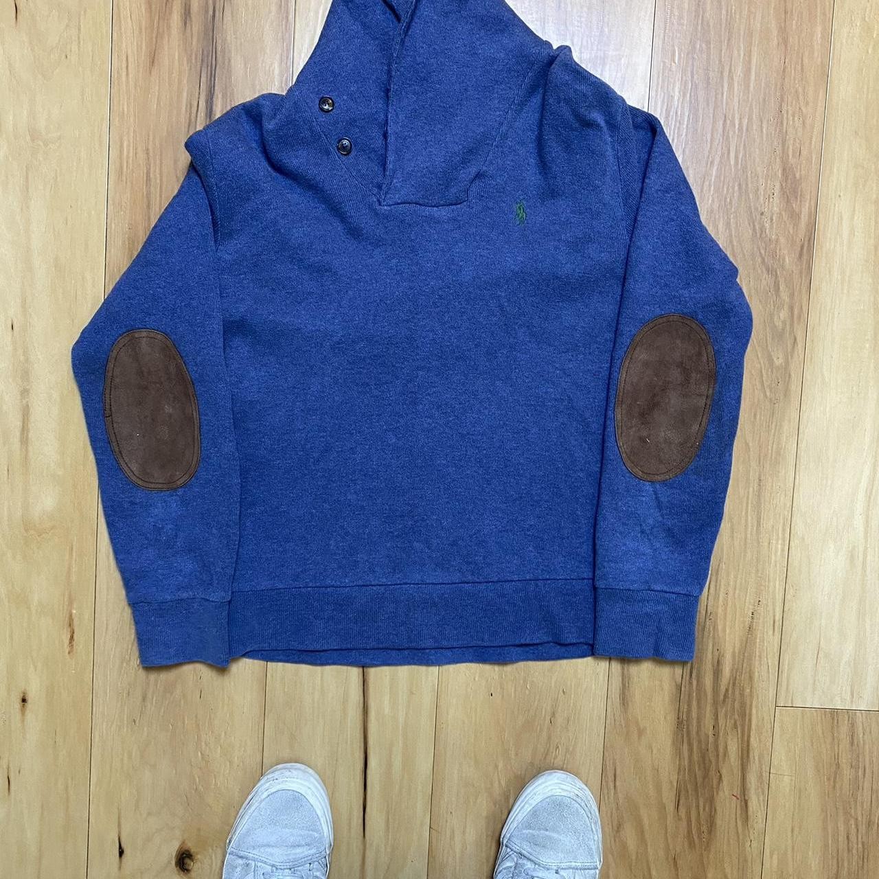 Polo Ralph Lauren Maglione Uomo Xs Blu Scialle Collare Gomitieri Piccolo Pony