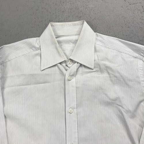 Camisa DE COLECCIÓN Prada Para Hombres 15 33 Blanco Azul Vestido a Rayas Italia Barrell Diseñador - Imagen 2 de 13