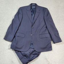 Nautica Suit Mens 40R 34x29 Blue Plaid Pleated 2 Piece Straight Leg Wool