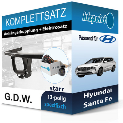 Für Hyundai Santa Fe 20- G.D.W. Anhängerkupplung starr + 13polig E-Satz neu
