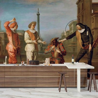 3D Comedy Scene Oil Painting Wallpaper Wall Murals Removable Wallpaper