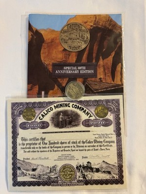 Knott's Berry Farm Calico Mine Ride 60th Anniversary Token, Book & Certificates